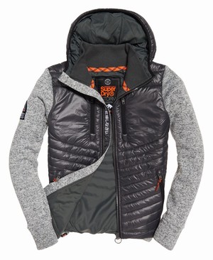 Superdry Storm Hybrid Cipzár Férfi Kapucnis Pulóver Világos Szürke | ESUTL3875